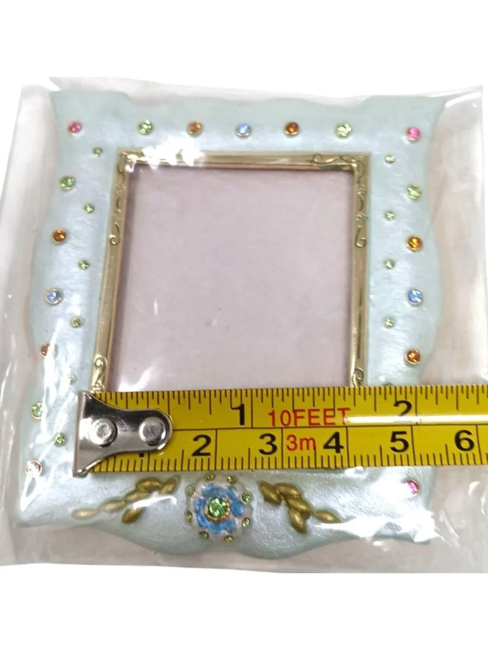 DZ Decorative Jeweled Picture Frame Elegant Gold Trim & Colorful Crystals #J-5
